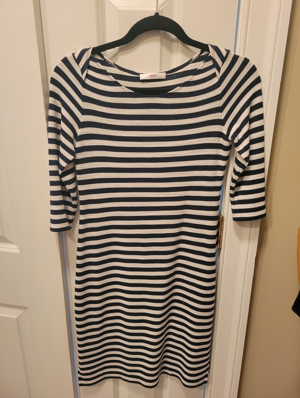 Leggiadro Striped Navy and White Boatneck Dress